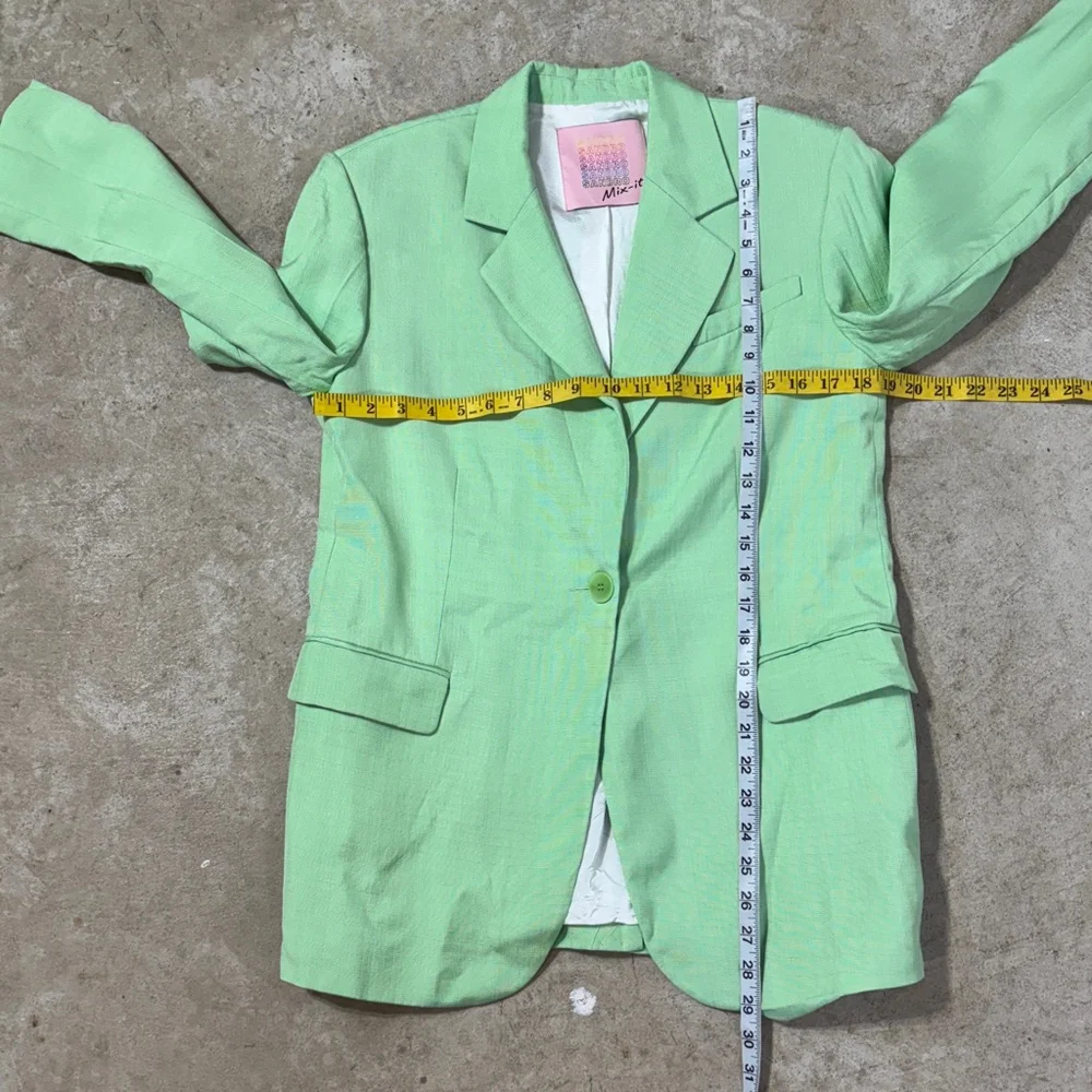 Sandro Suit Blazer Women’s Size XS Pockets One Button Green Notch Lapel - Picture 6 of 13